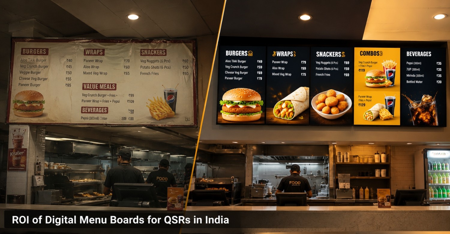 Digital Menu Boards vs. Static Boards: The Real ROI Calculation for Indian QSRs